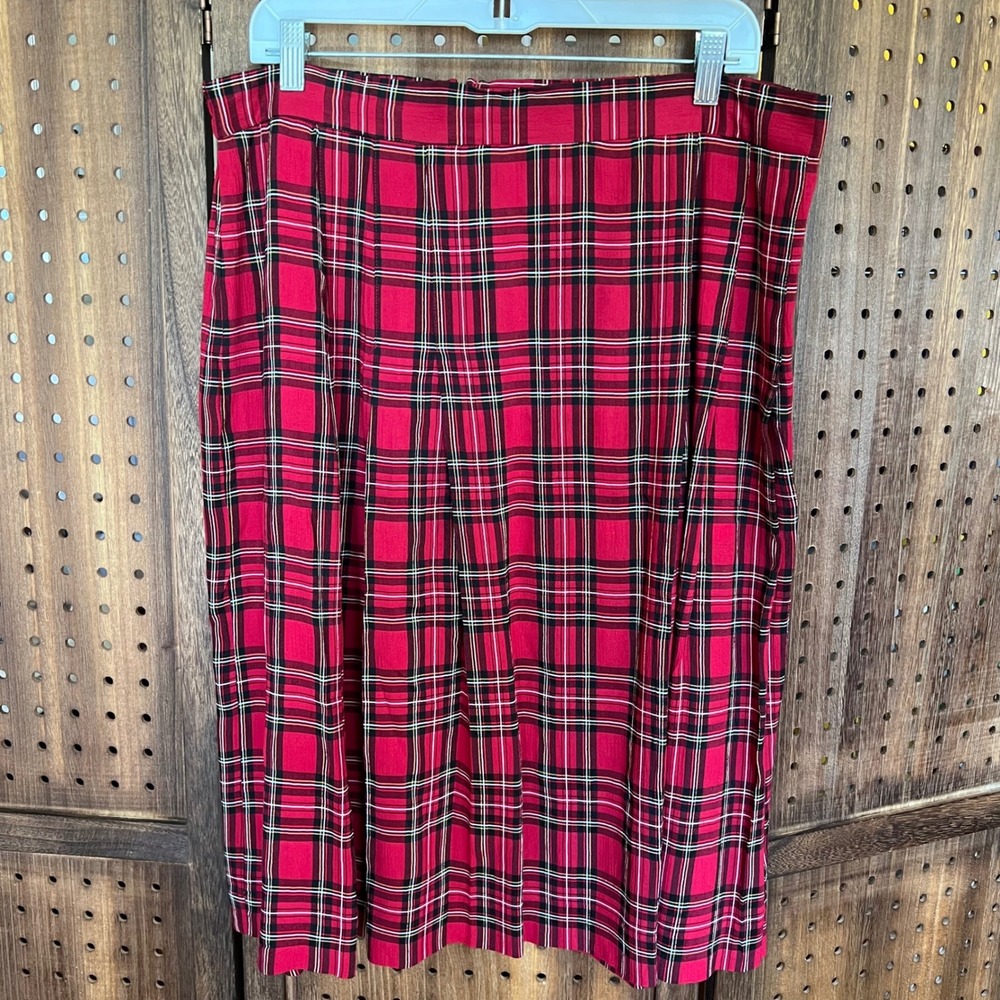 Vintage Maggie McNaughton Red Plaid Skirt Size 18W Made in USA punk pin up retro